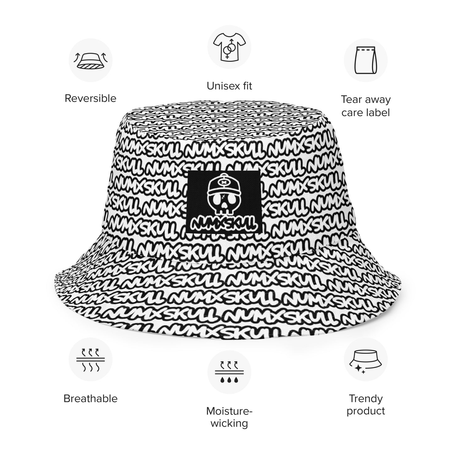 REVERSIBLE BUCKET HAT X BLACK/WHITE