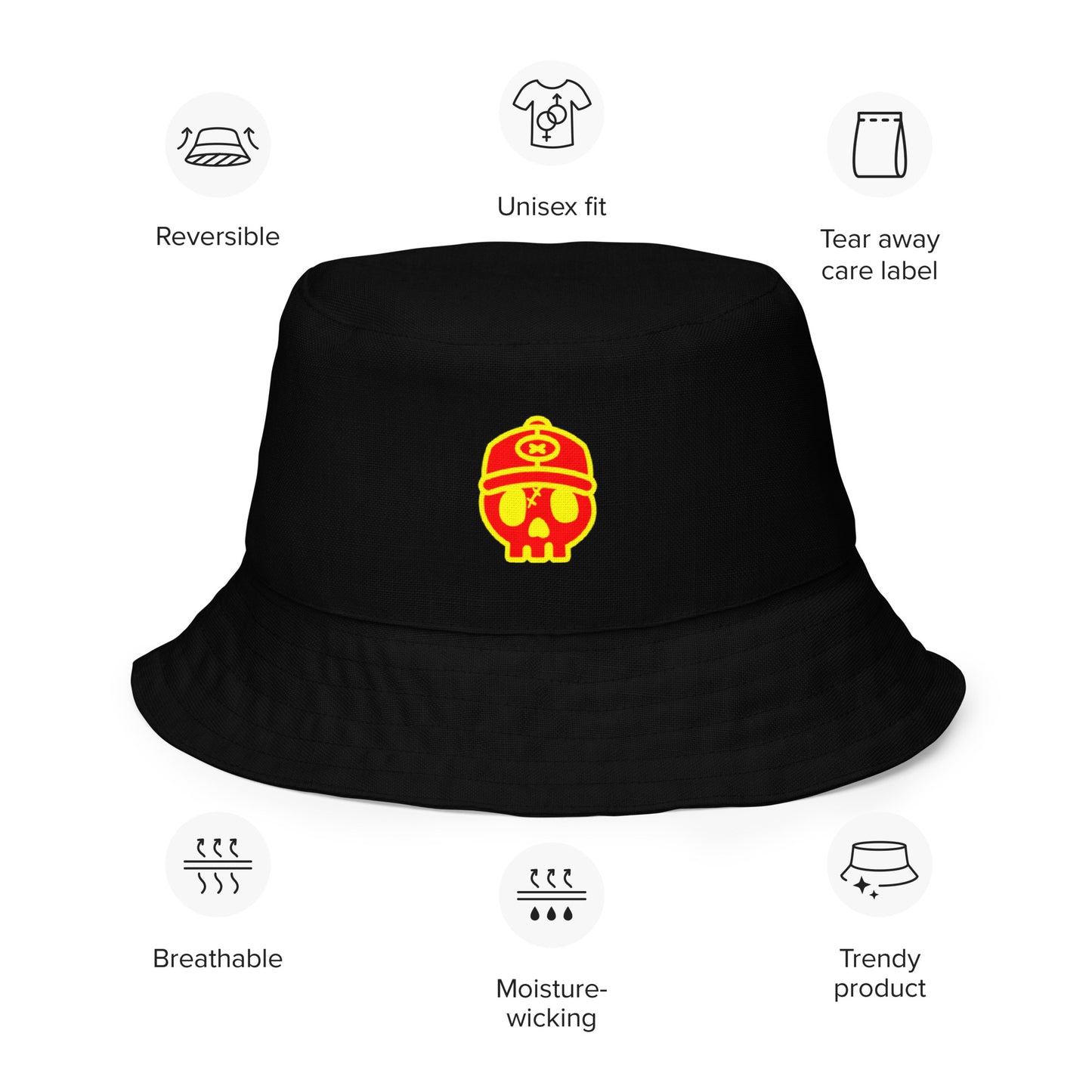 REVERSIBLE BUCKET HAT X RED/YELLOW LOGO