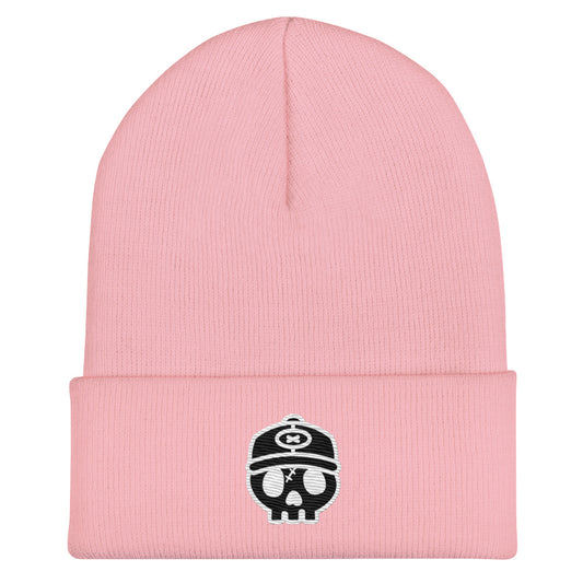 ORIGINAL SKULL EMBROIDERED CUFF BEANIE X POWDER PINK