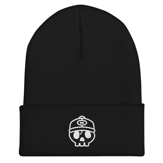 ORIGINAL SKULL EMBROIDERED CUFF BEANIE X BLACK