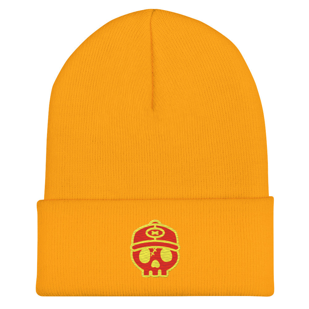 GOLD/YELLOW X EMBROIDERED CUFF BEANIE X RED LOGO