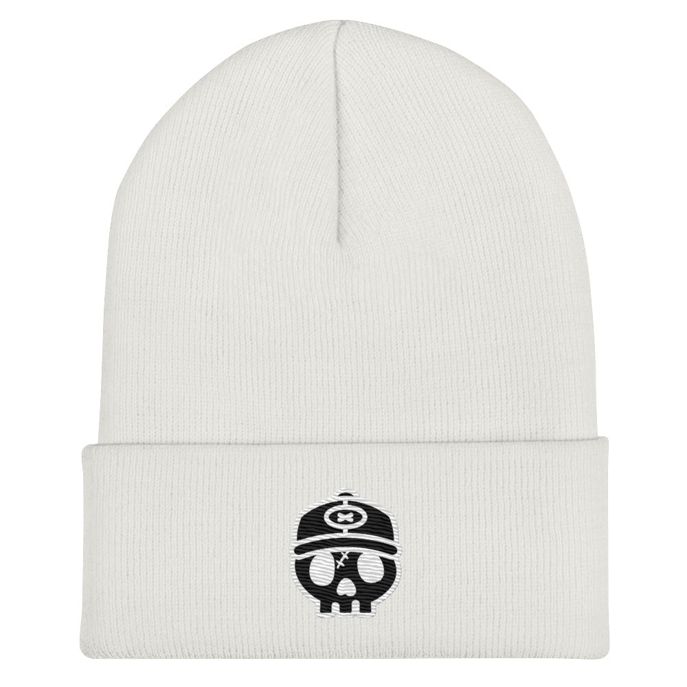 ORIGINAL SKULL EMBROIDERED CUFF BEANIE X WHITE