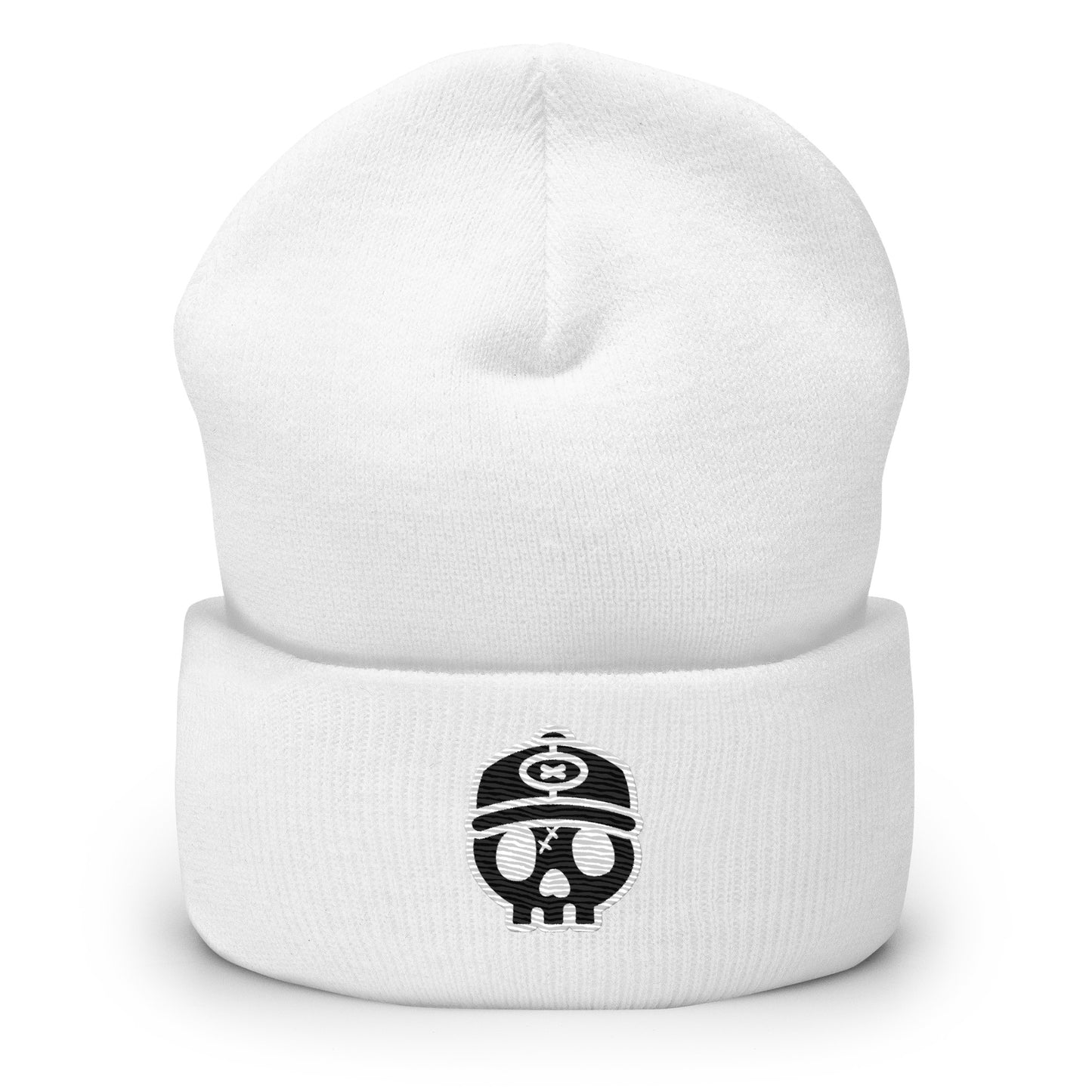 ORIGINAL SKULL EMBROIDERED CUFF BEANIE X WHITE