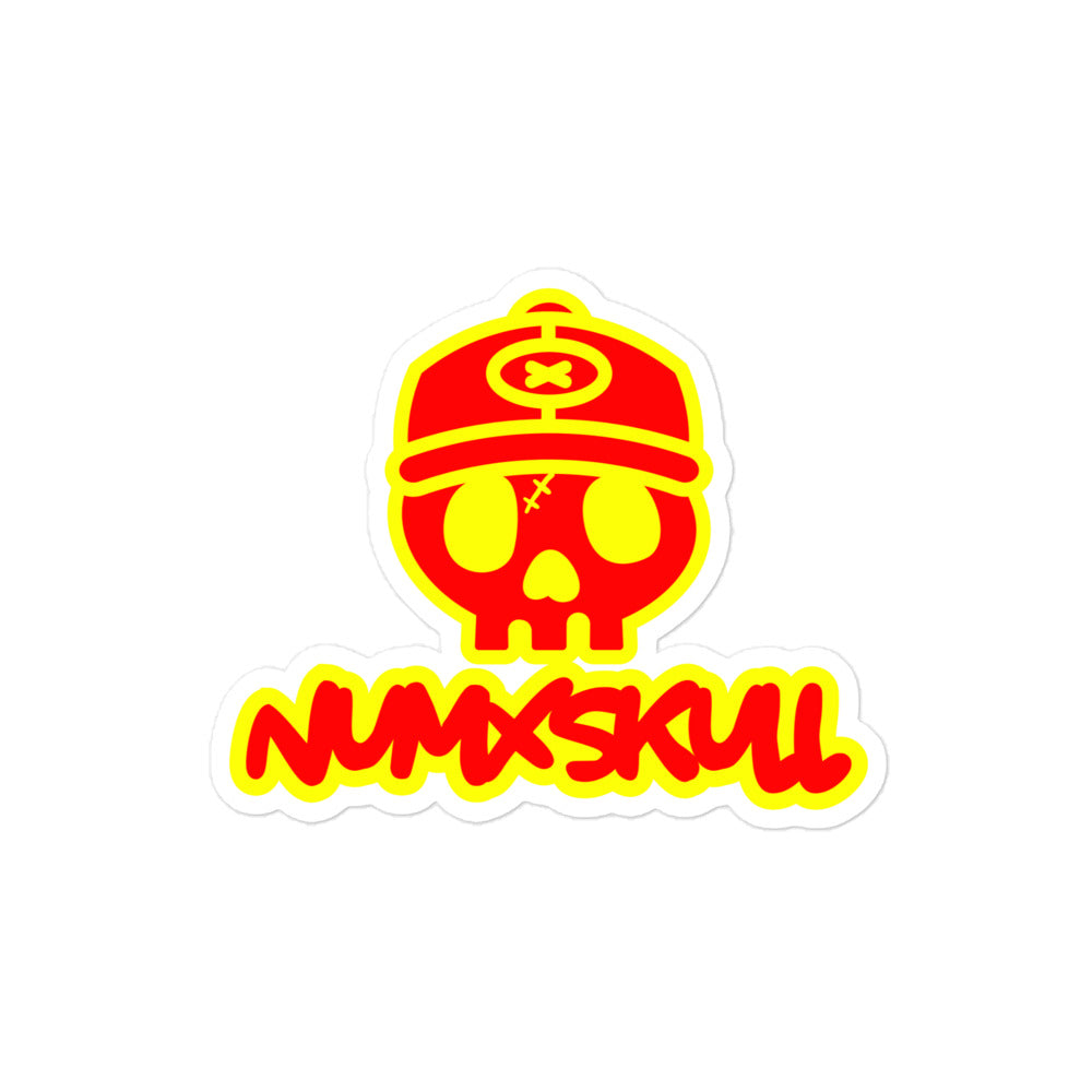 LOGO STICKER X WITH SKULL X RED and YELLOW