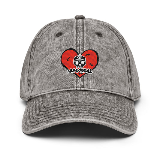 HEART LOGO X CHARCOAL GREY VINTAGE X COTTON TWILL HAT