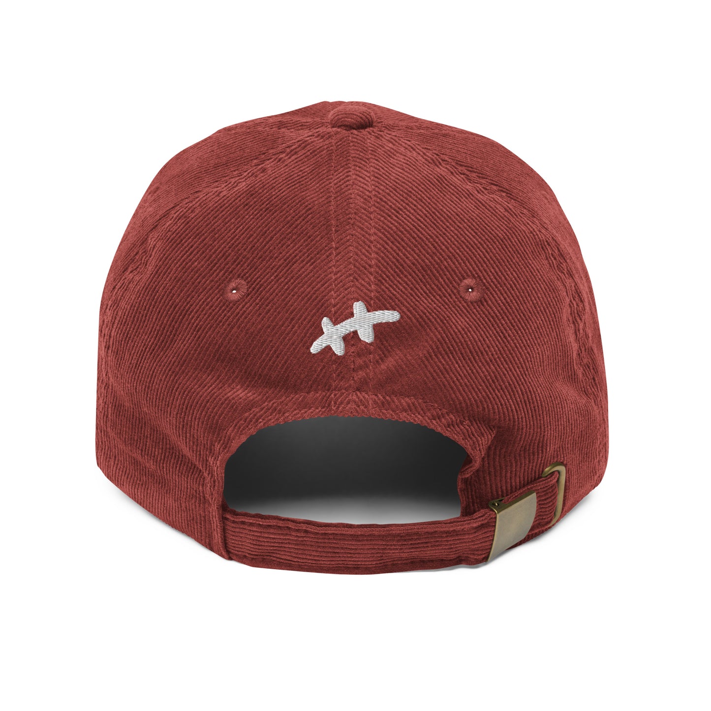 BURGUNDY RUST CORDUROY HAT X UNISEX EMBROIDERED, VINTAGE STYLE