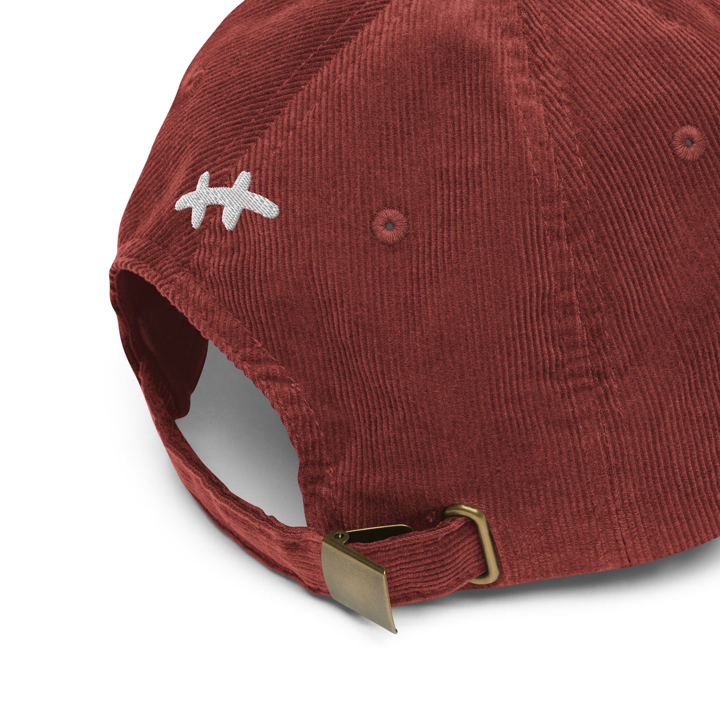 BURGUNDY RUST CORDUROY HAT X UNISEX EMBROIDERED, VINTAGE STYLE